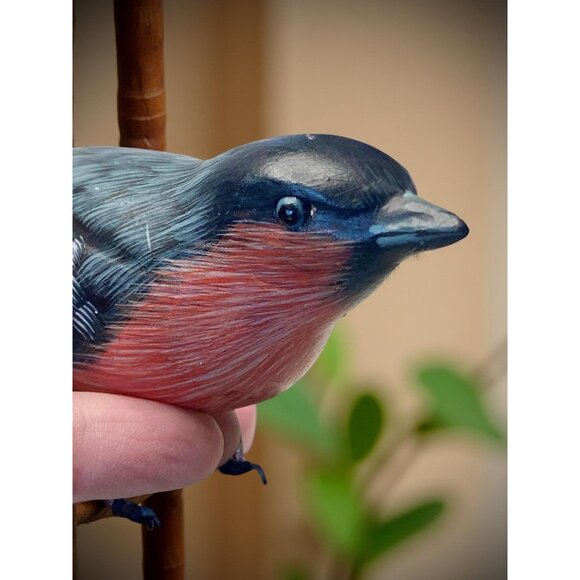 Hand Carved Painted Bird Figurine Wood Base Wire Feet Folk Art 5.5" Vintage - Picture 2 of 8